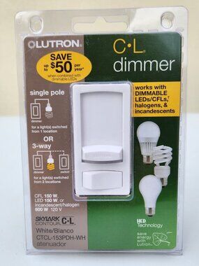 NEW Lutron Skylark Contour CL Wall Bulb Dimmer CTCL-153PDH-LA 120V 60Hz 150W Lig